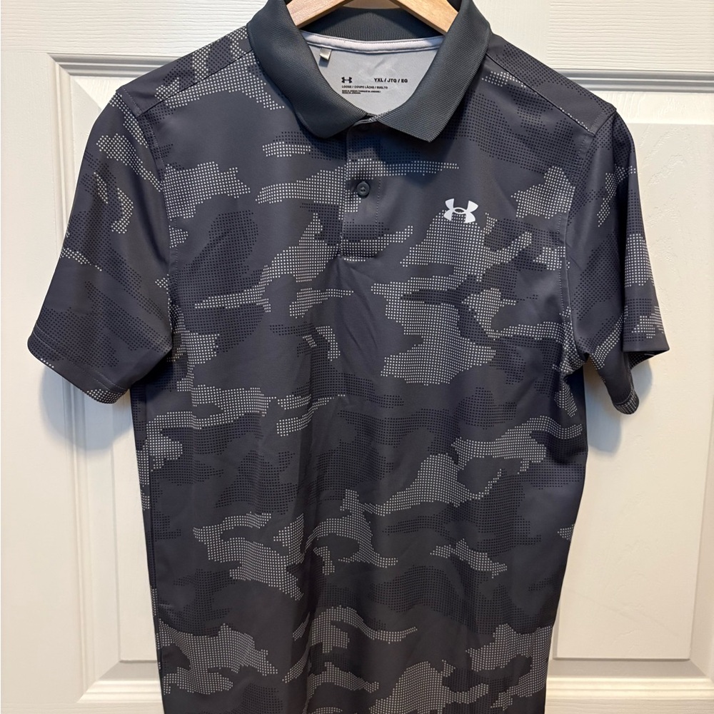 Under Armour Boys Black Camo Polo Shirt